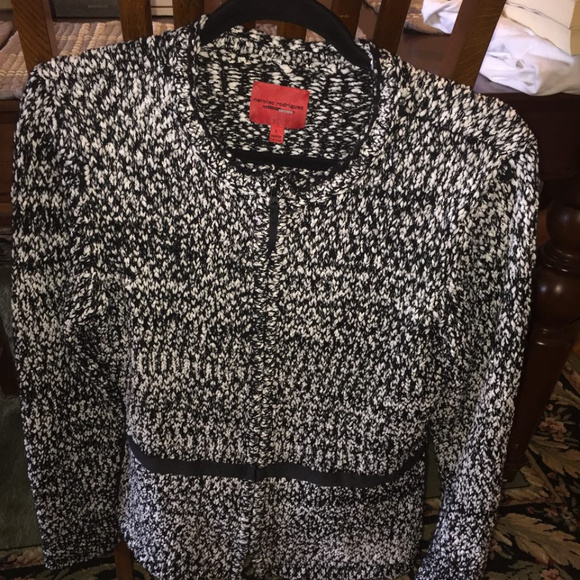 Narciso Rodriguez B&W Knit Zipfront Cardigan - Picture 1 of 3